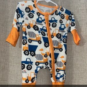 Orange and Blue Construction Print Kids One Piece